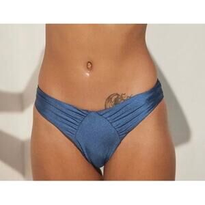 Free People BOAMAR Rami Cheeky Bikini Bottoms Blue Isola Shimmer Size Small